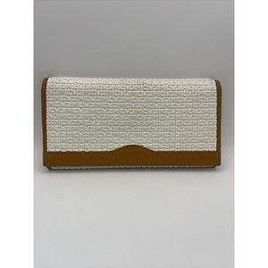 Ted Lapidus Signature Tri-fold Wallet Snap Closure Leather White Vintage
